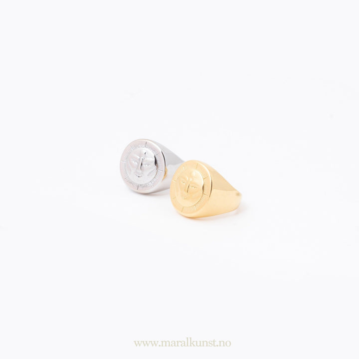 Stainless Steel Sun Symbol Signet Ring - Maral Kunst Jewelry