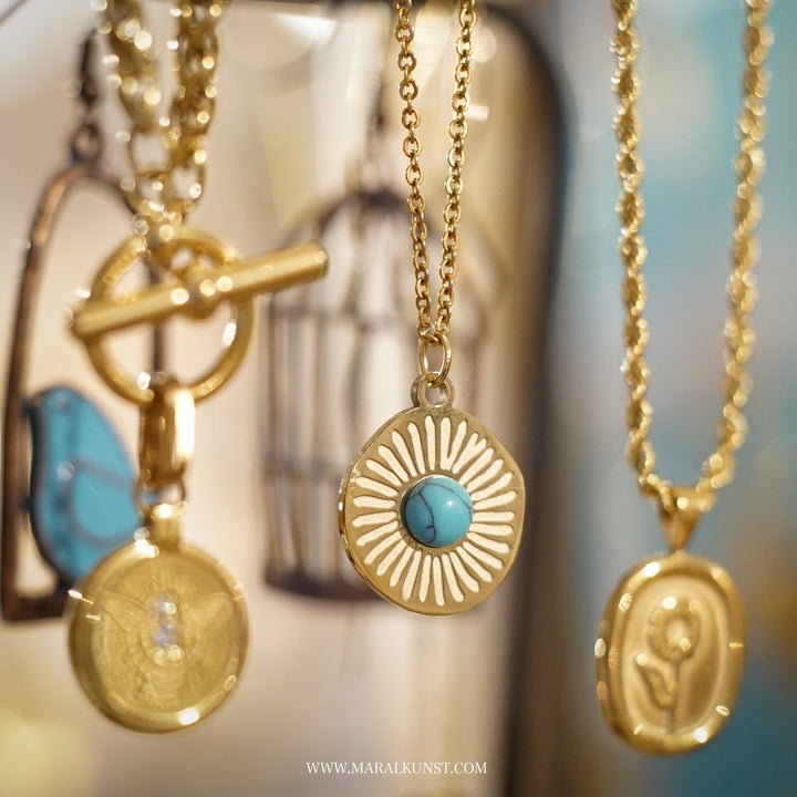 Sun Beam Turquoise Necklace - Maral Kunst Jewelry