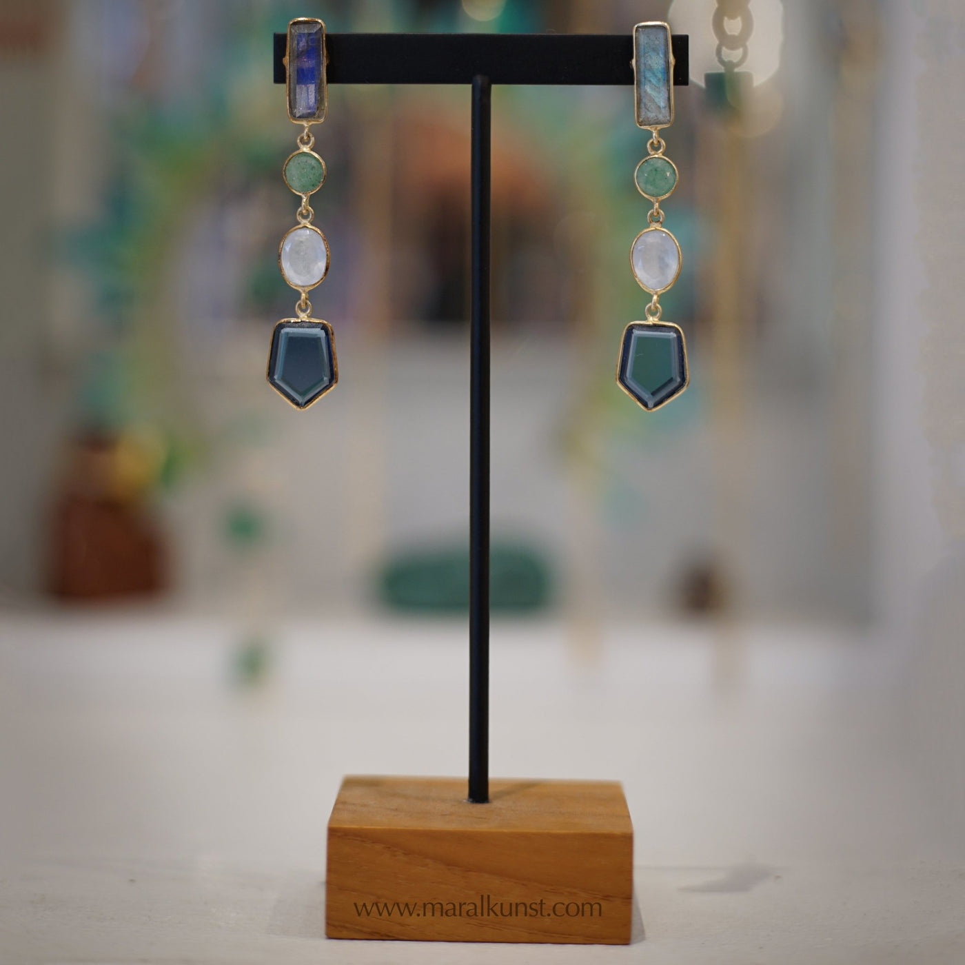 Synthetic Blue Iolite earrings - Maral Kunst Jewelry