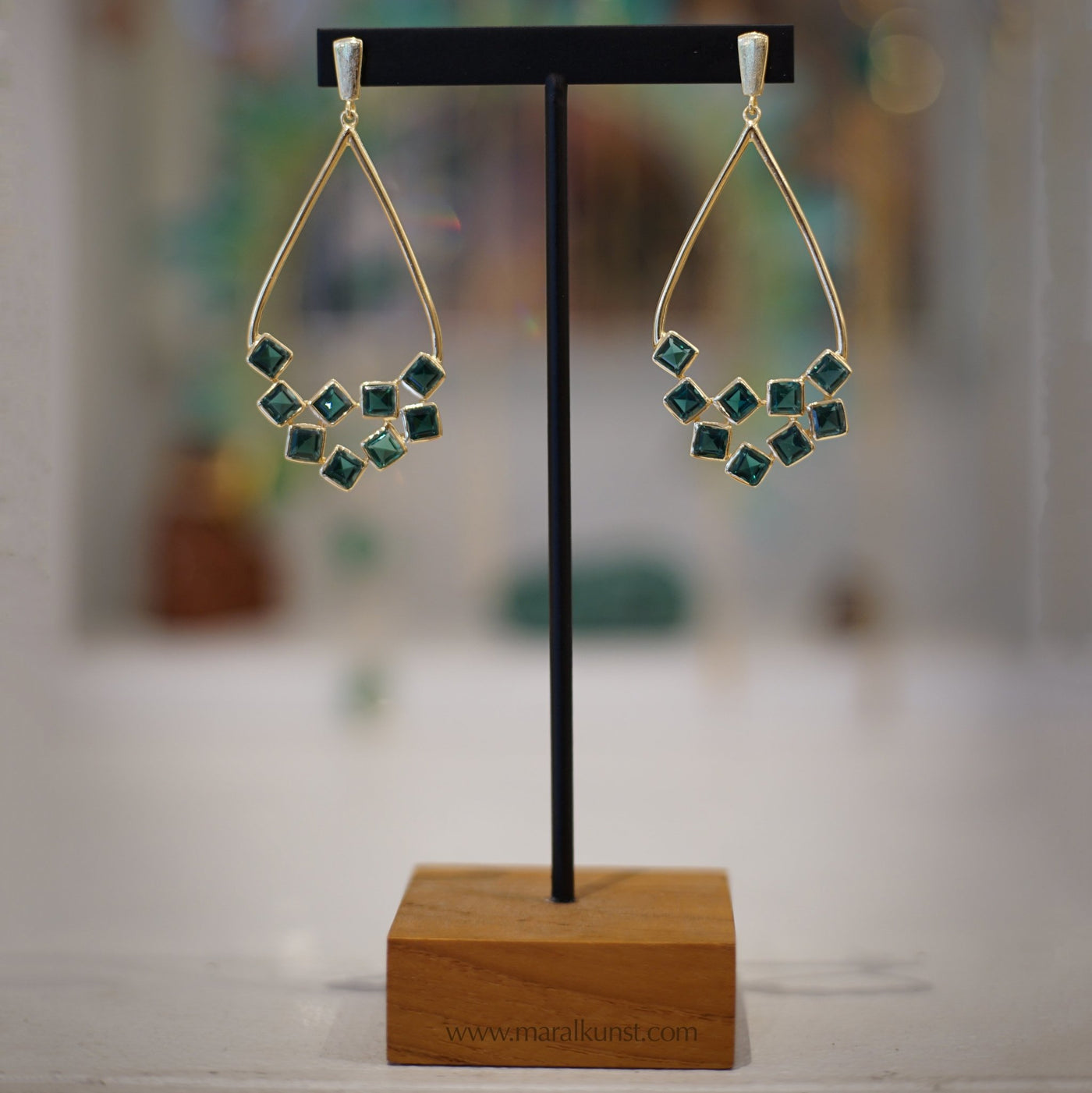 Synthetic Green Tourmaline earrings - Maral Kunst Jewelry