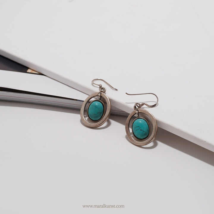 Turquoise silver earrings - Maral Kunst Jewelry