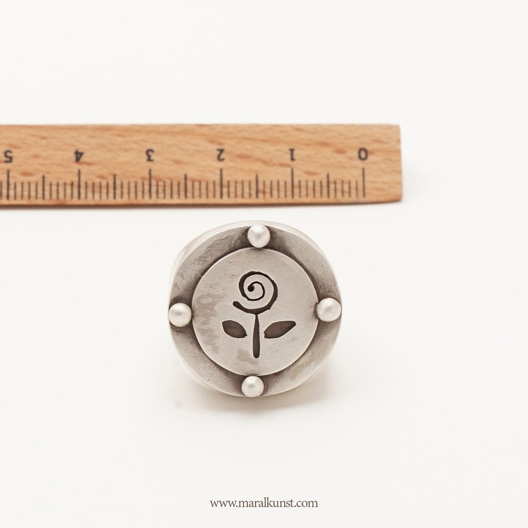 Unique Iranian Flower Silver Ring - Maral Kunst Jewelry