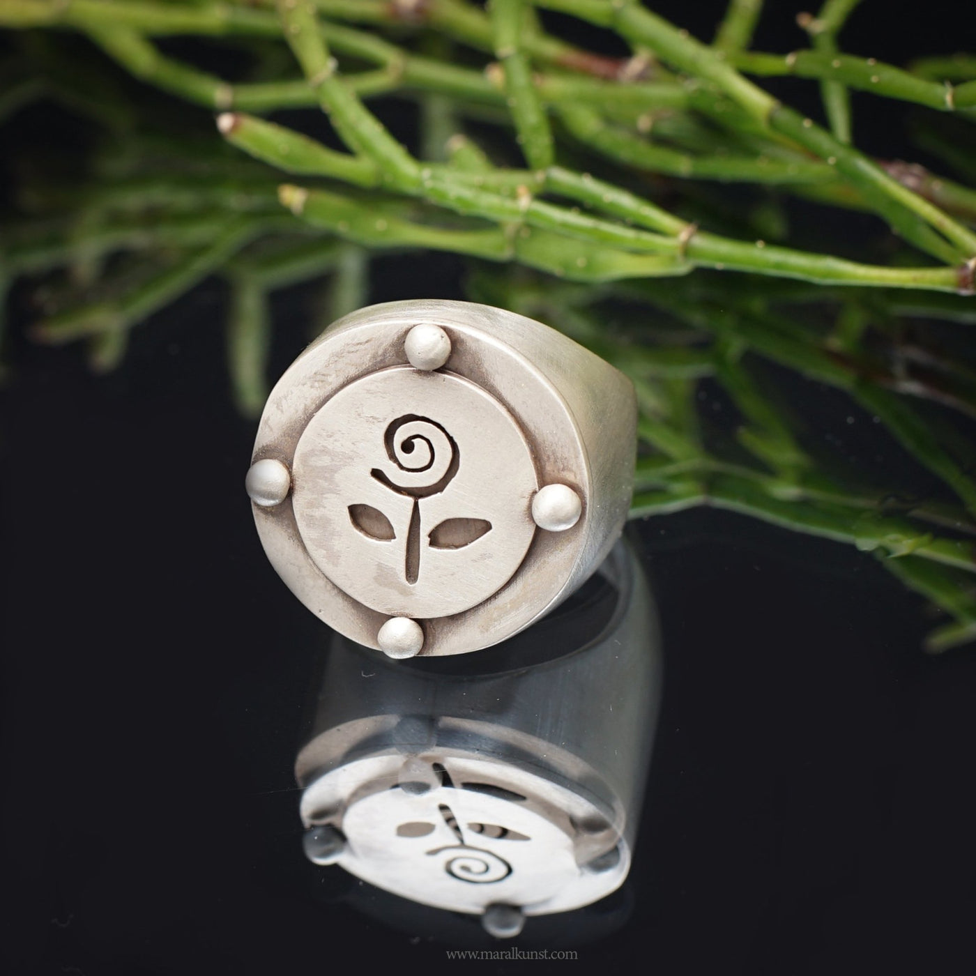 Unique Iranian Flower Silver Ring - Maral Kunst Jewelry