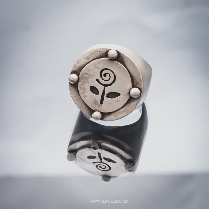 Unique Iranian Flower Silver Ring - Maral Kunst Jewelry
