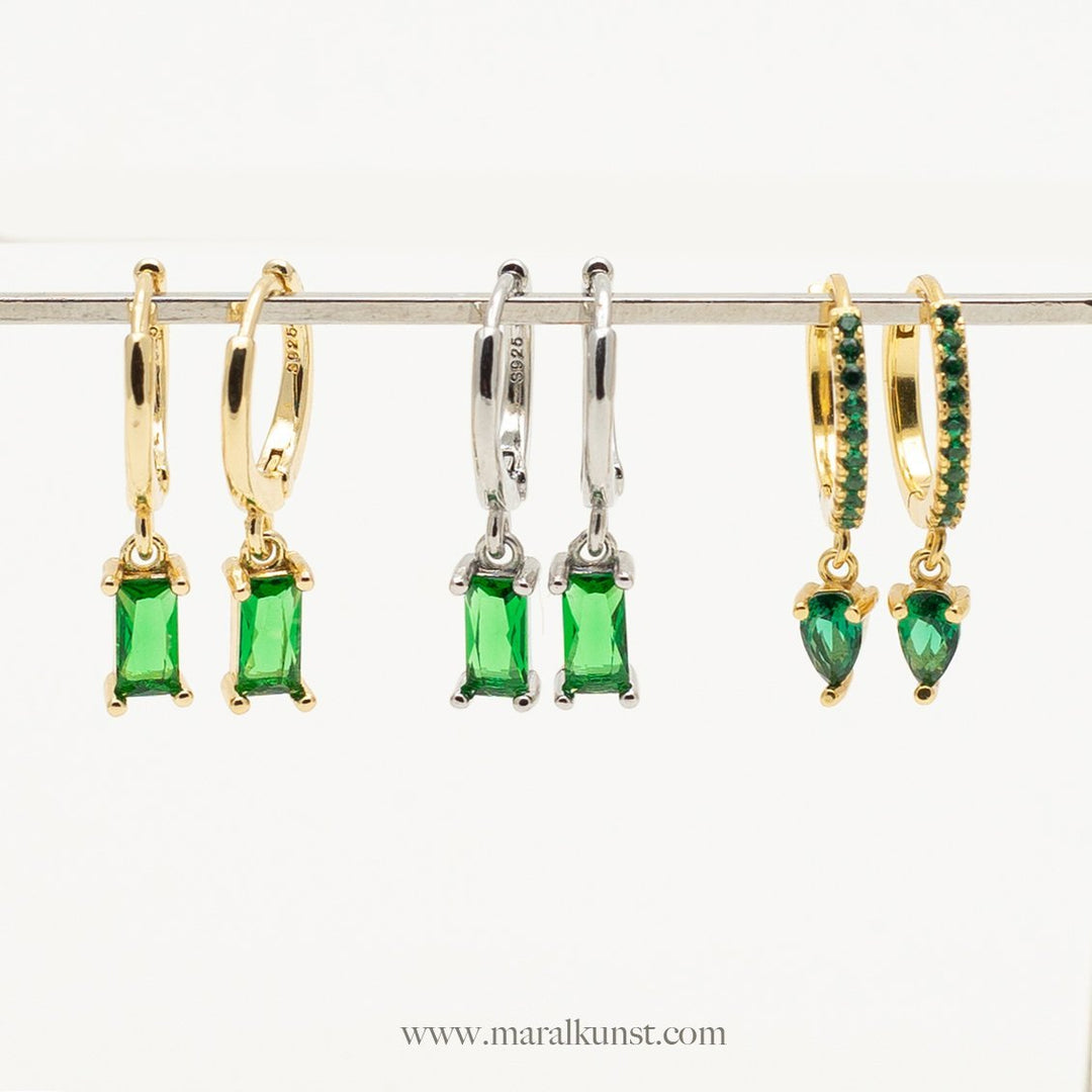 zirconia crystal Gold plated Silver Earrings - Maral Kunst Jewelry