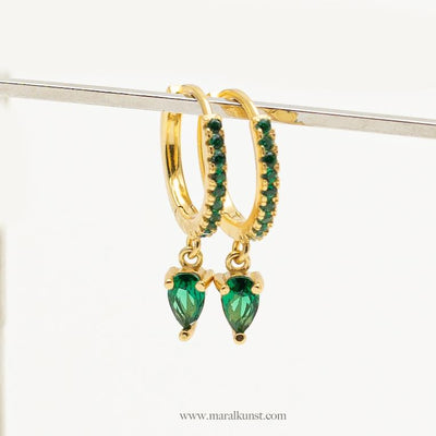 zirconia crystal Gold plated Silver Earrings - Maral Kunst Jewelry