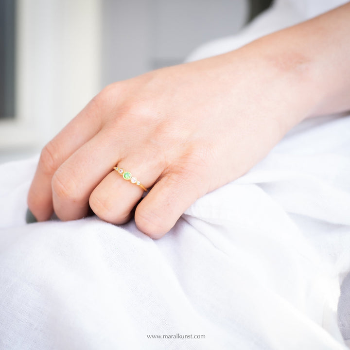 Zirkonia Gold-plated silver Ring - Maral Kunst Jewelry